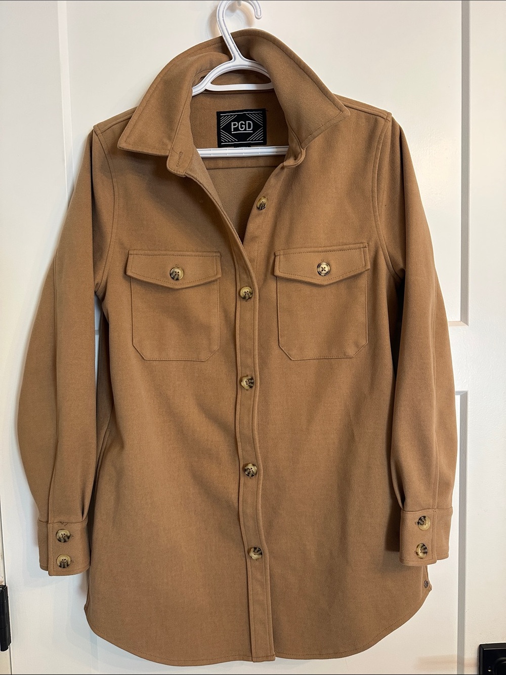 Women's Tan Button-Front Utility Shacket